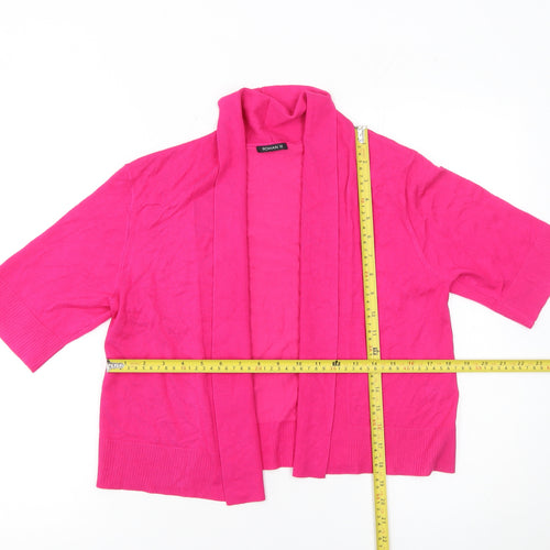 Roman Women’s Pink Short Sleeve Open Cardigan Size 12 Viscose Knit