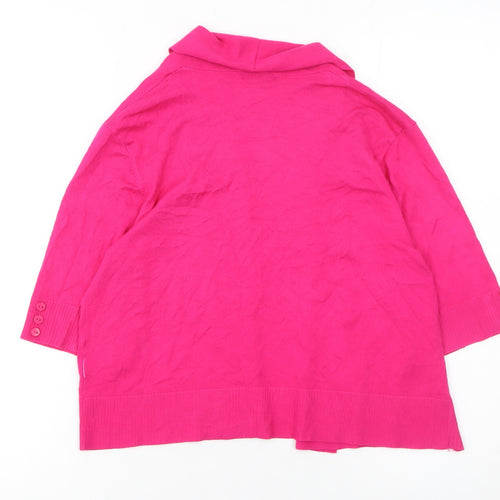 Roman Women’s Pink Short Sleeve Open Cardigan Size 12 Viscose Knit