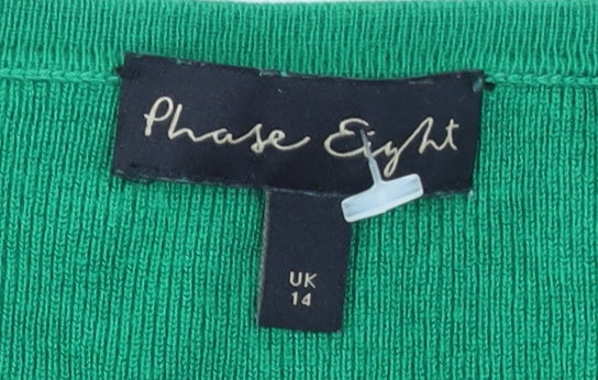 Phase Eight Women Green UK 14 Long Sleeve Knit Jumper
