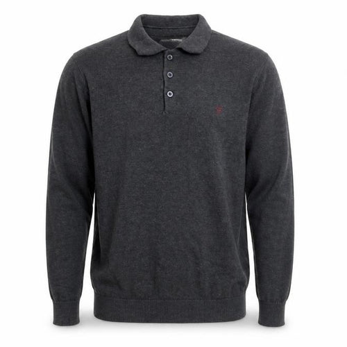 Farah 1920 Men’s Grey Cotton Long Sleeve Polo Jumper Size M