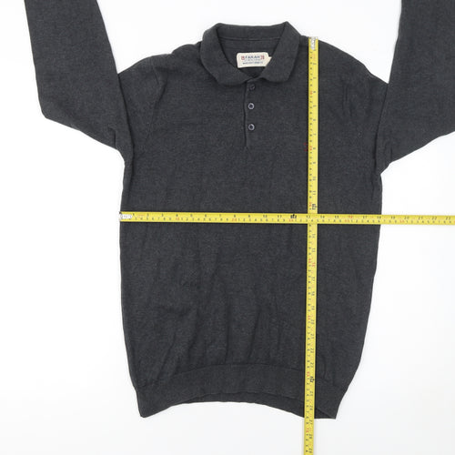 Farah 1920 Men’s Grey Cotton Long Sleeve Polo Jumper Size M