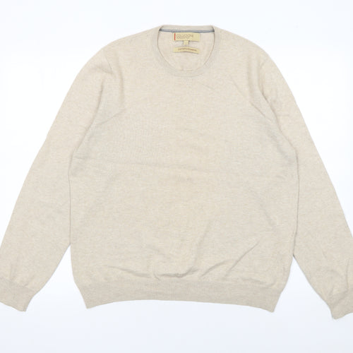 Marks and Spencer Men’s Beige Cotton Cashmere Crew Neck Jumper M