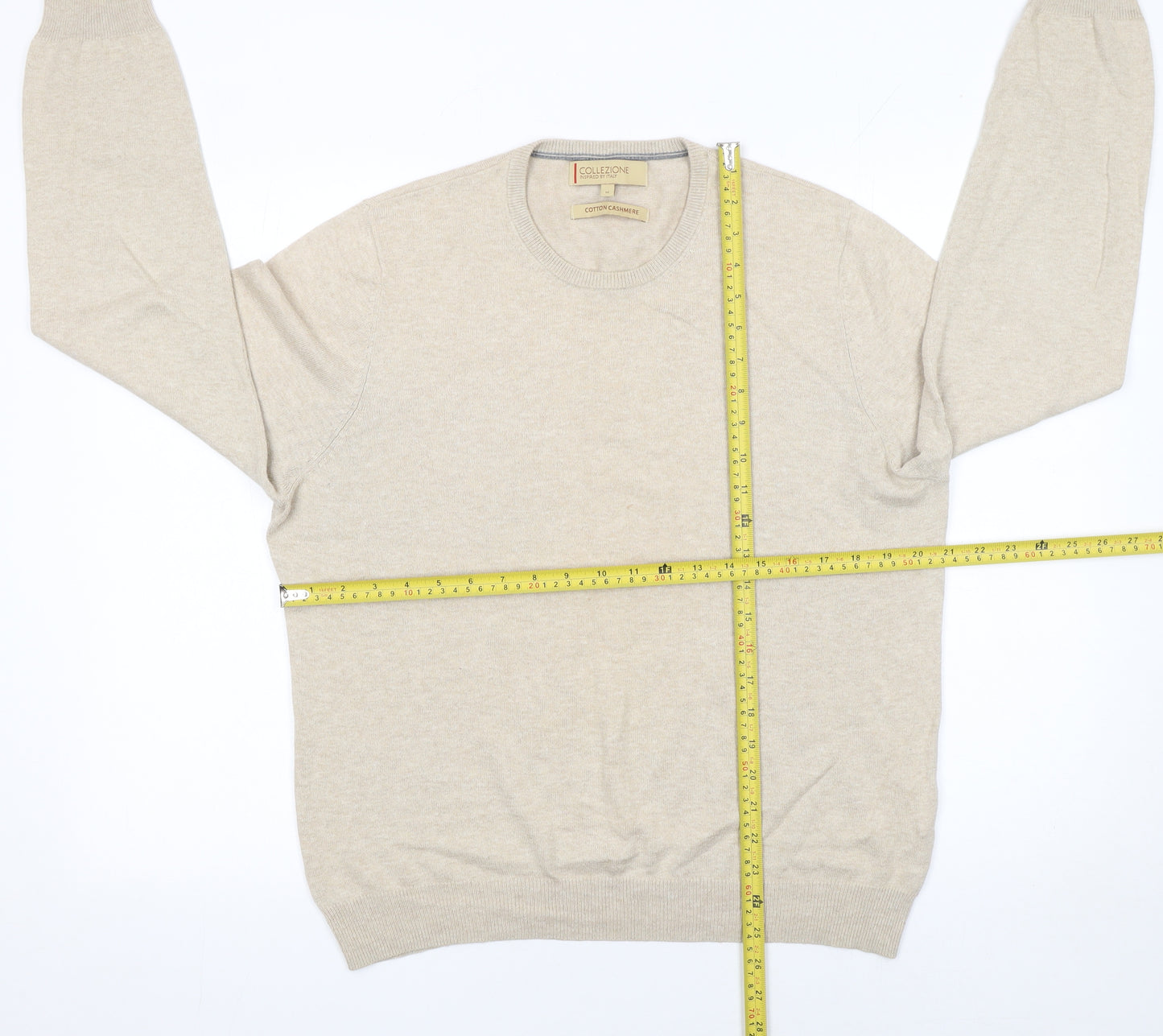 Marks and Spencer Men’s Beige Cotton Cashmere Crew Neck Jumper M