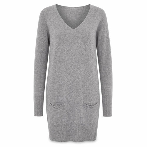 Marks and Spencer Women’s Grey Knit Jumper Dress Size 10 V-Neck Long Sleeve