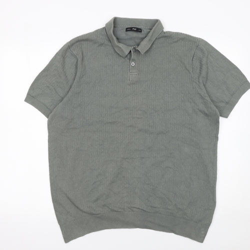 F&F Men’s Green Cotton Knit Polo Shirt XL Short Sleeve