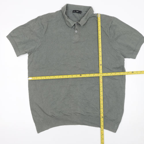 F&F Men’s Green Cotton Knit Polo Shirt XL Short Sleeve
