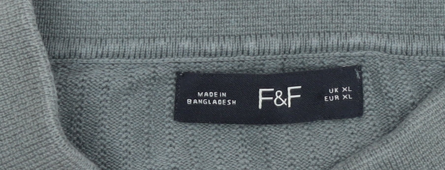 F&F Men’s Green Cotton Knit Polo Shirt XL Short Sleeve