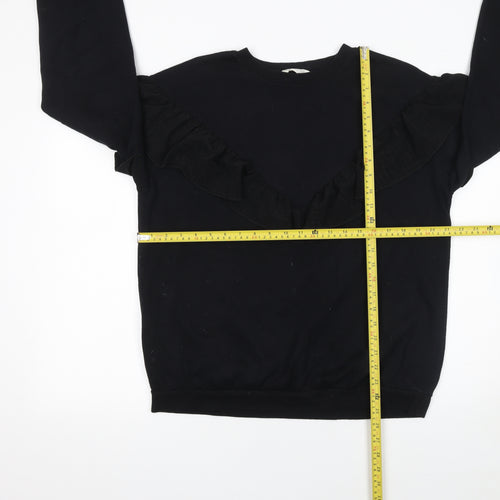 H&M Girls Black Ruffle Long Sleeve Crew Neck Sweatshirt 12-14 Years