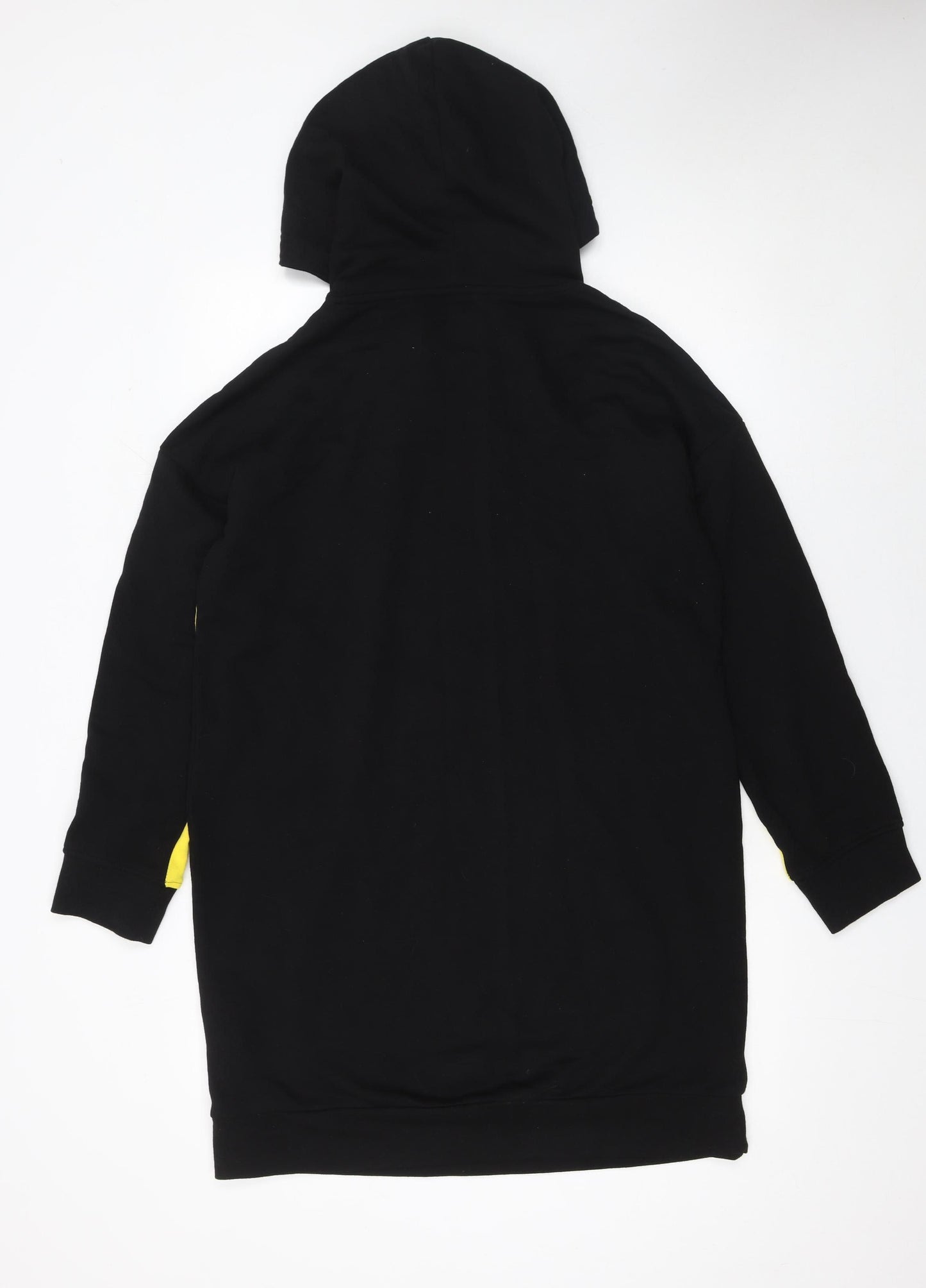 H&M Divided Women Black Yellow New York Hoodie Sweatshirt Dress Size 10