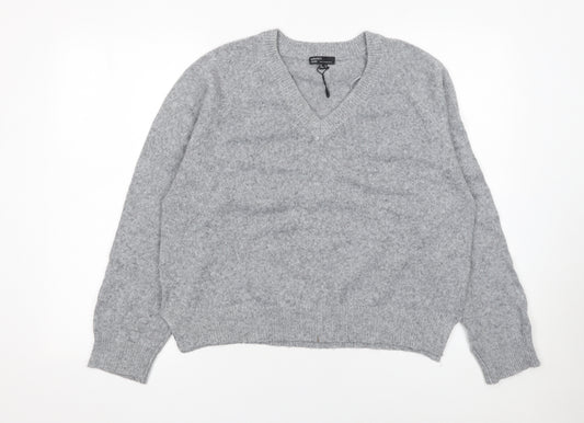 Nobody's Child Women's Grey V-Neck Knit Pullover Jumper Size M