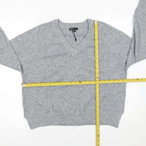 Nobody's Child Women's Grey V-Neck Knit Pullover Jumper Size M