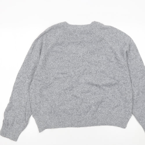 Nobody's Child Women's Grey V-Neck Knit Pullover Jumper Size M