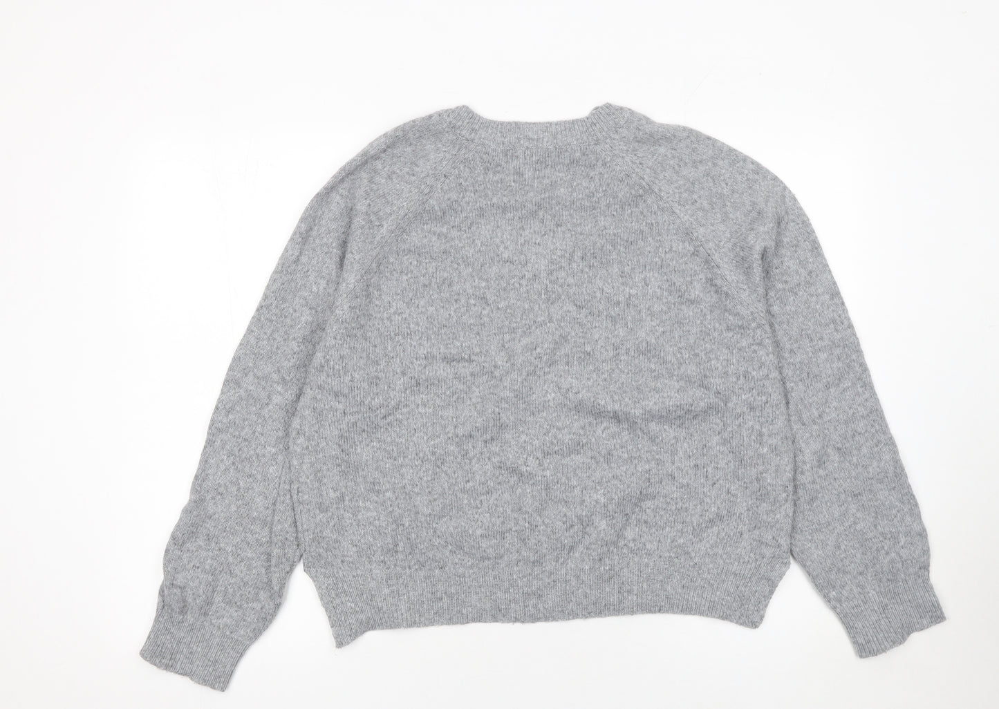 Nobody's Child Women's Grey V-Neck Knit Pullover Jumper Size M