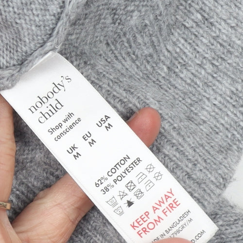 Nobody's Child Women's Grey V-Neck Knit Pullover Jumper Size M