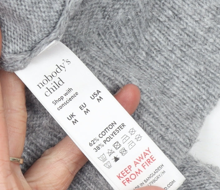 Nobody's Child Women's Grey V-Neck Knit Pullover Jumper Size M
