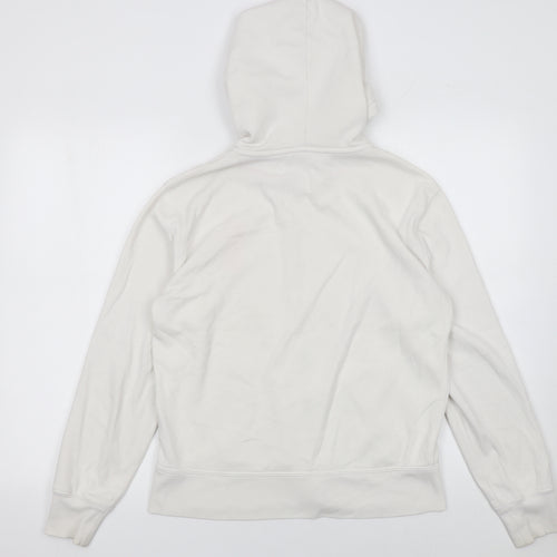 Ralph Lauren Women White Full Zip Hoodie L Cotton Blend Pink Logo
