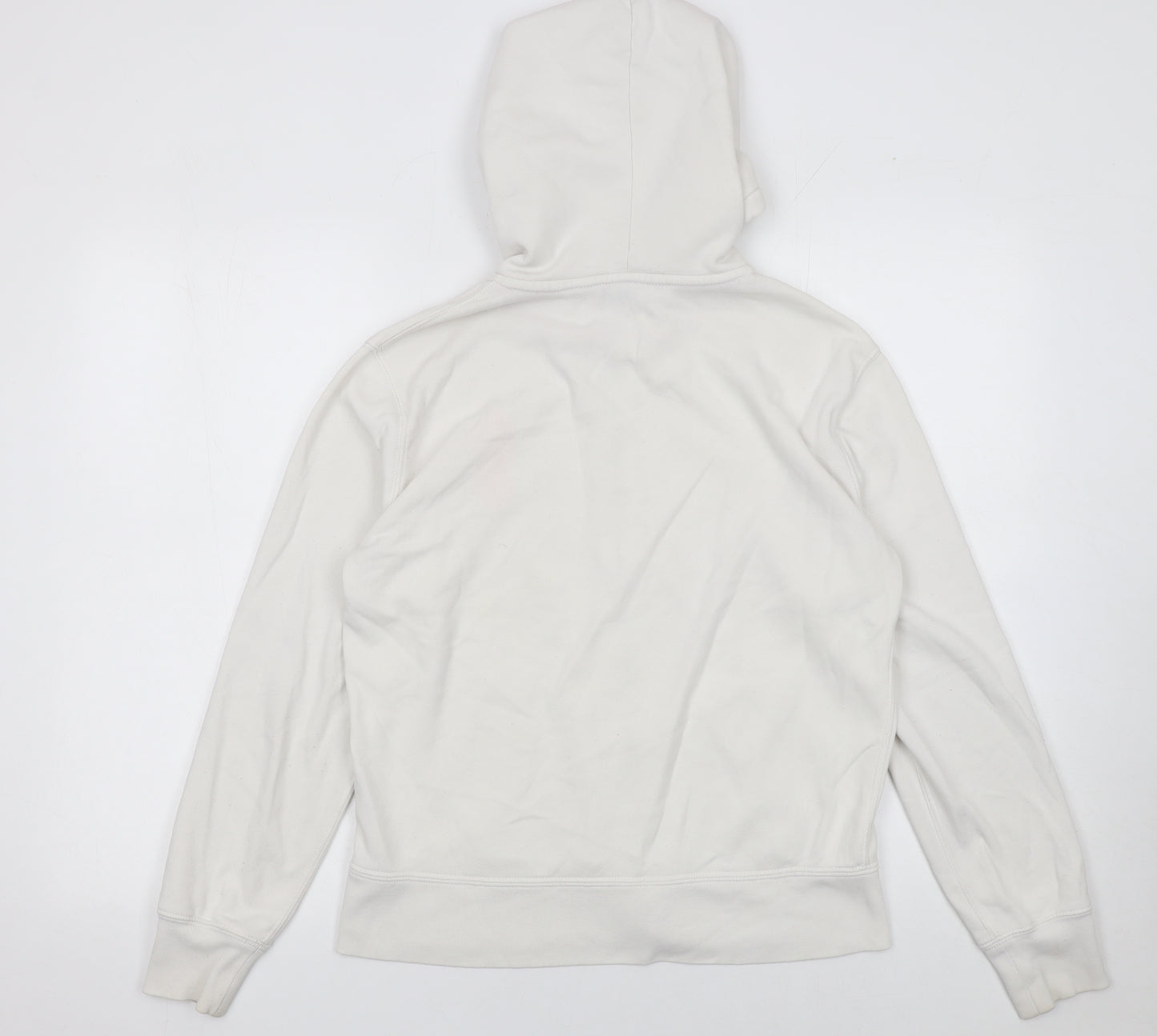 Ralph Lauren Women White Full Zip Hoodie L Cotton Blend Pink Logo