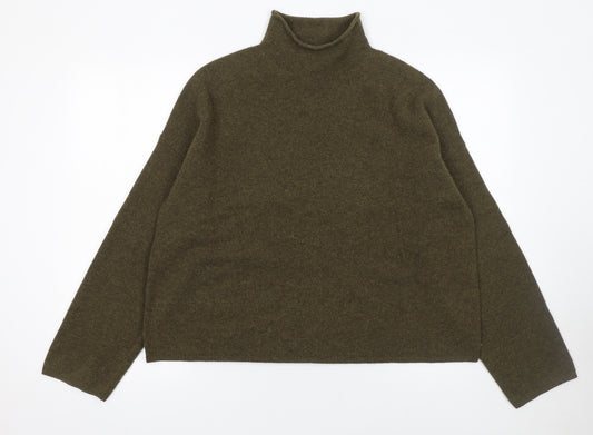 Whistles Women Green Roll Neck Merino Wool Jumper Size L