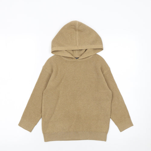 Next Boys Beige Knit Pullover Hoodie 5 Years Cotton Blend Long Sleeve
