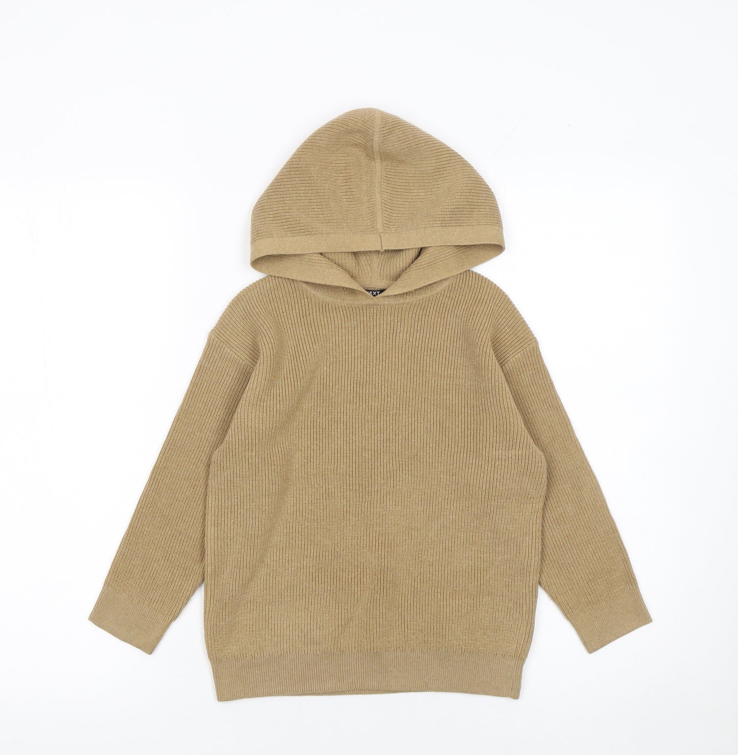 Next Boys Beige Knit Pullover Hoodie 5 Years Cotton Blend Long Sleeve