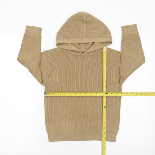 Next Boys Beige Knit Pullover Hoodie 5 Years Cotton Blend Long Sleeve