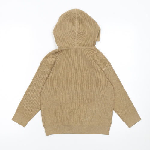 Next Boys Beige Knit Pullover Hoodie 5 Years Cotton Blend Long Sleeve