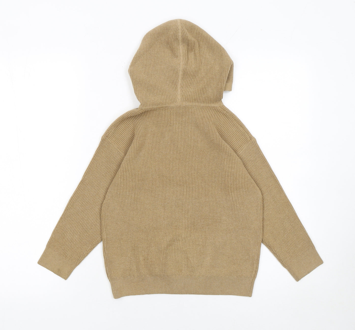 Next Boys Beige Knit Pullover Hoodie 5 Years Cotton Blend Long Sleeve