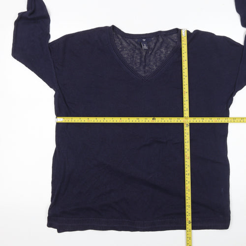 Gap Women’s Blue V-Neck Cotton Knit Pullover Jumper Size L