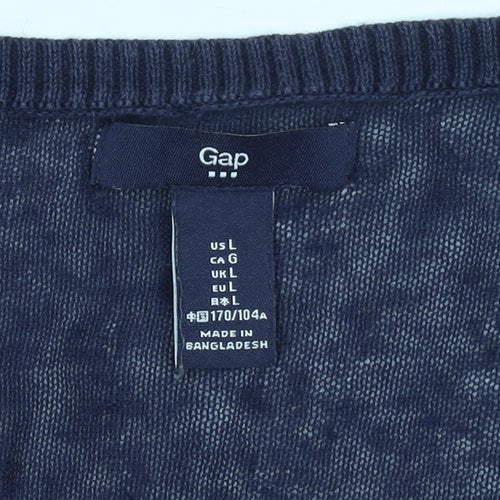 Gap Women’s Blue V-Neck Cotton Knit Pullover Jumper Size L