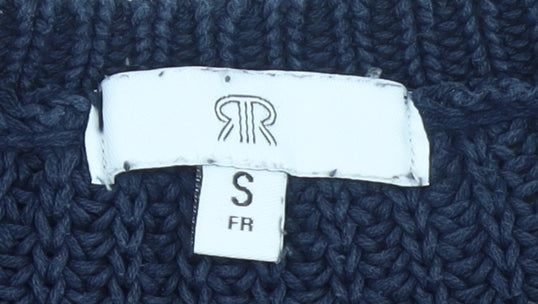 RR Women’s Blue Cotton Short Sleeve Chunky Knit Jumper S