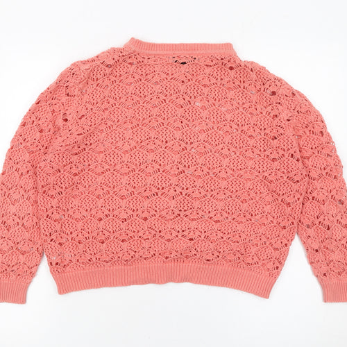 Topshop Women’s Pink Crochet Button Cardigan Size 14 Cotton Knit