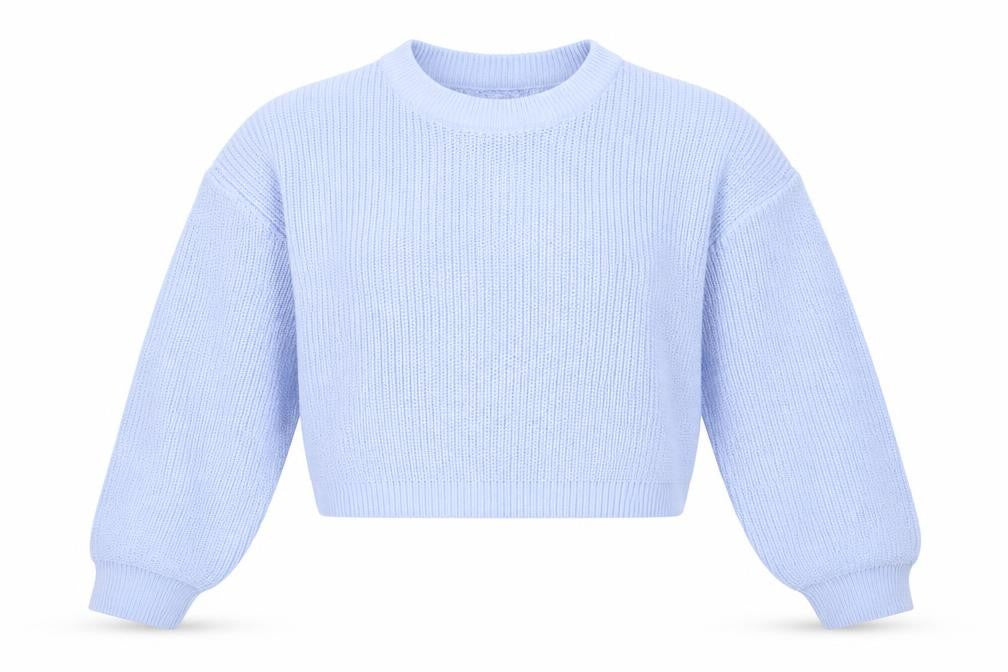 Front view of New Look Teens Blue Chunky Knit Crew Neck jumper, size 12