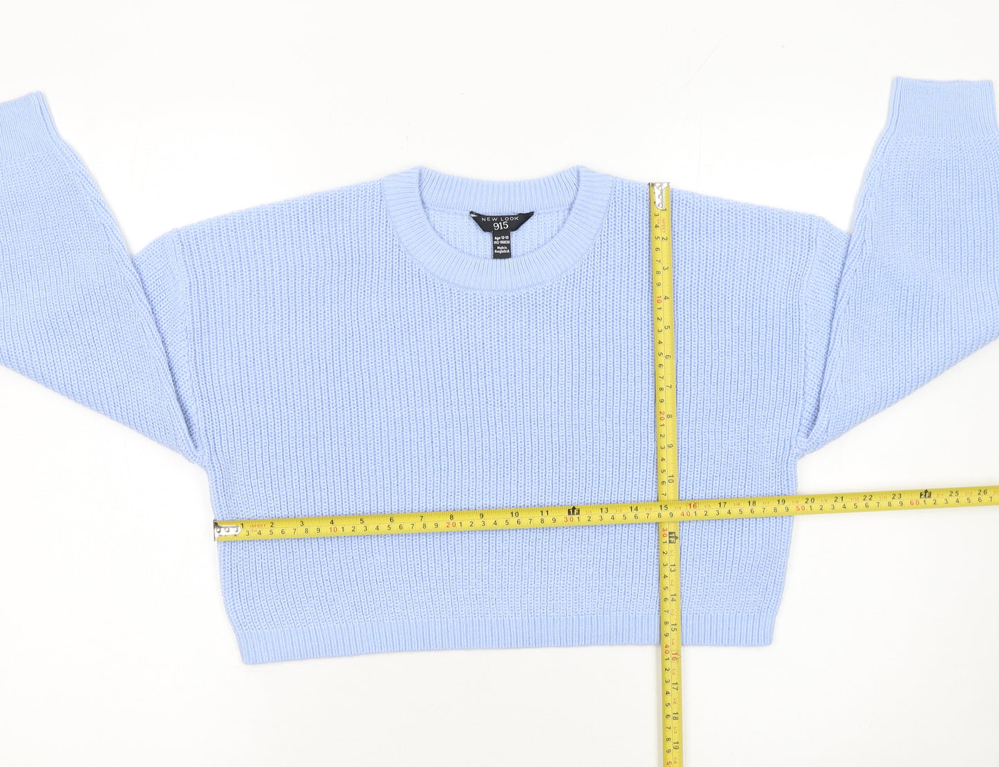 New Look Teens Blue Chunky Knit Crew Neck Pullover Jumper Size 12