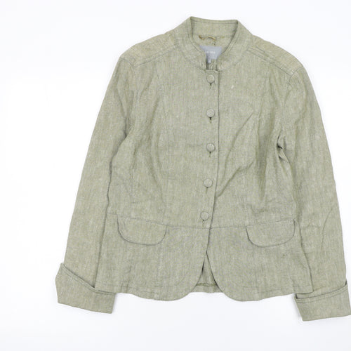 Marks and Spencer Per Una Women's Green Linen Blend Tailored Blazer Size 12