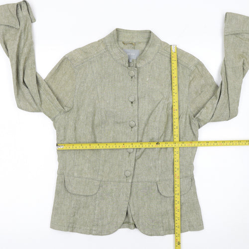 Marks and Spencer Per Una Women's Green Linen Blend Tailored Blazer Size 12