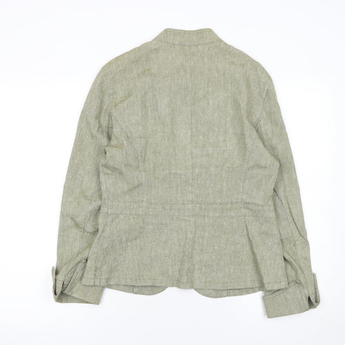 Marks and Spencer Per Una Women's Green Linen Blend Tailored Blazer Size 12