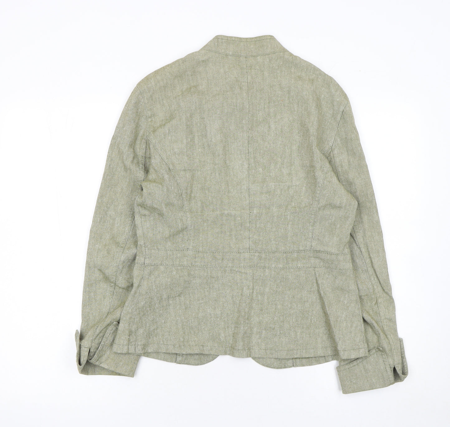 Marks and Spencer Per Una Women's Green Linen Blend Tailored Blazer Size 12