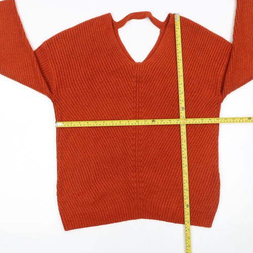 New Look Women’s Orange V-Neck Maternity Jumper, Size S, Knit Acrylic