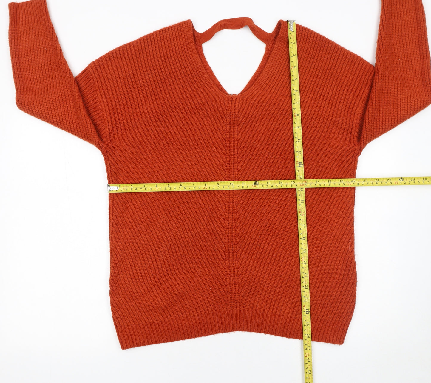 New Look Women’s Orange V-Neck Maternity Jumper, Size S, Knit Acrylic