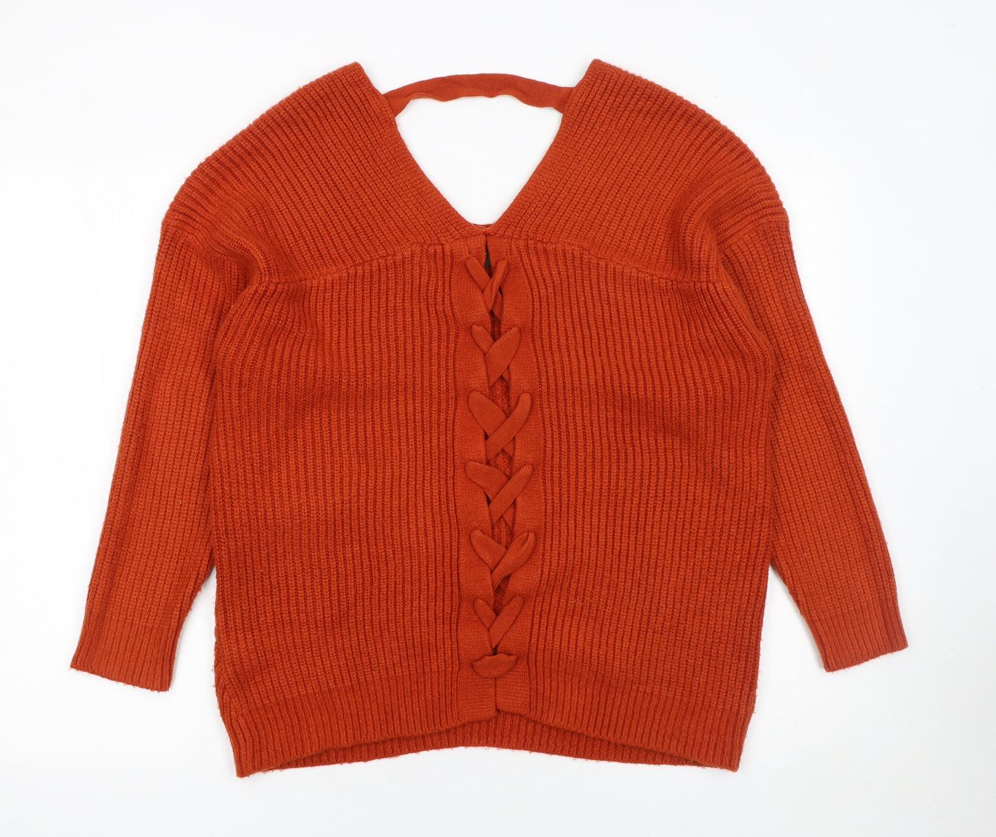 New Look Women’s Orange V-Neck Maternity Jumper, Size S, Knit Acrylic