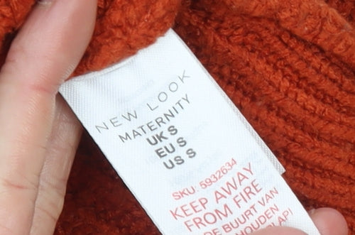 New Look Women’s Orange V-Neck Maternity Jumper, Size S, Knit Acrylic