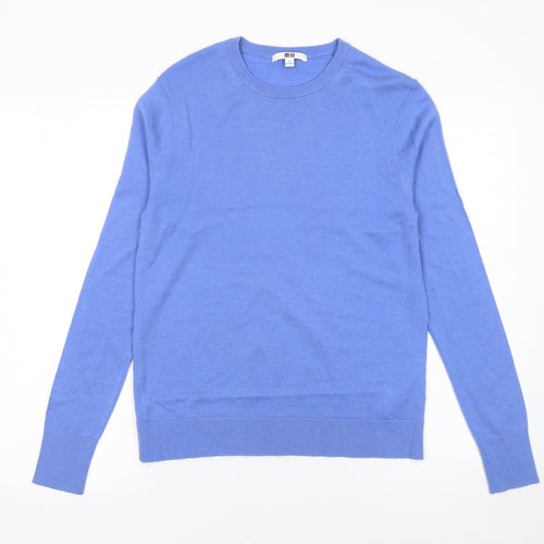 Uniqlo Men's Blue Wool Crew Neck Pullover Jumper Size S