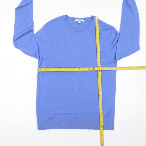 Uniqlo Men's Blue Wool Crew Neck Pullover Jumper Size S