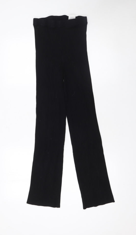 H&M Women’s Black Ribbed Knit High Rise Trousers XS