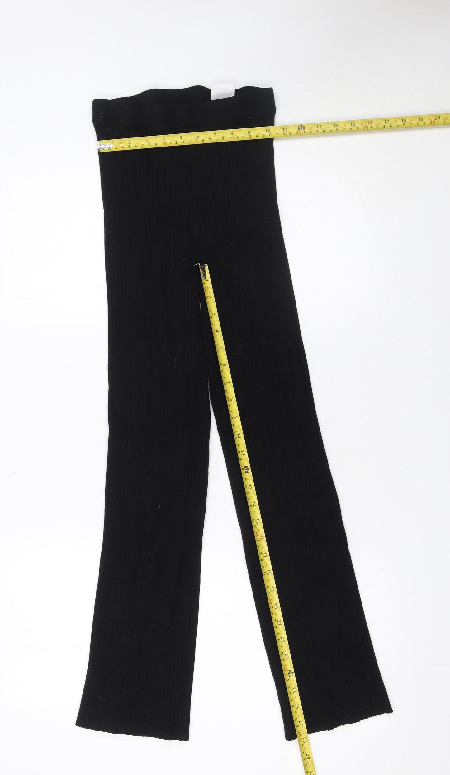 H&M Women’s Black Ribbed Knit High Rise Trousers XS