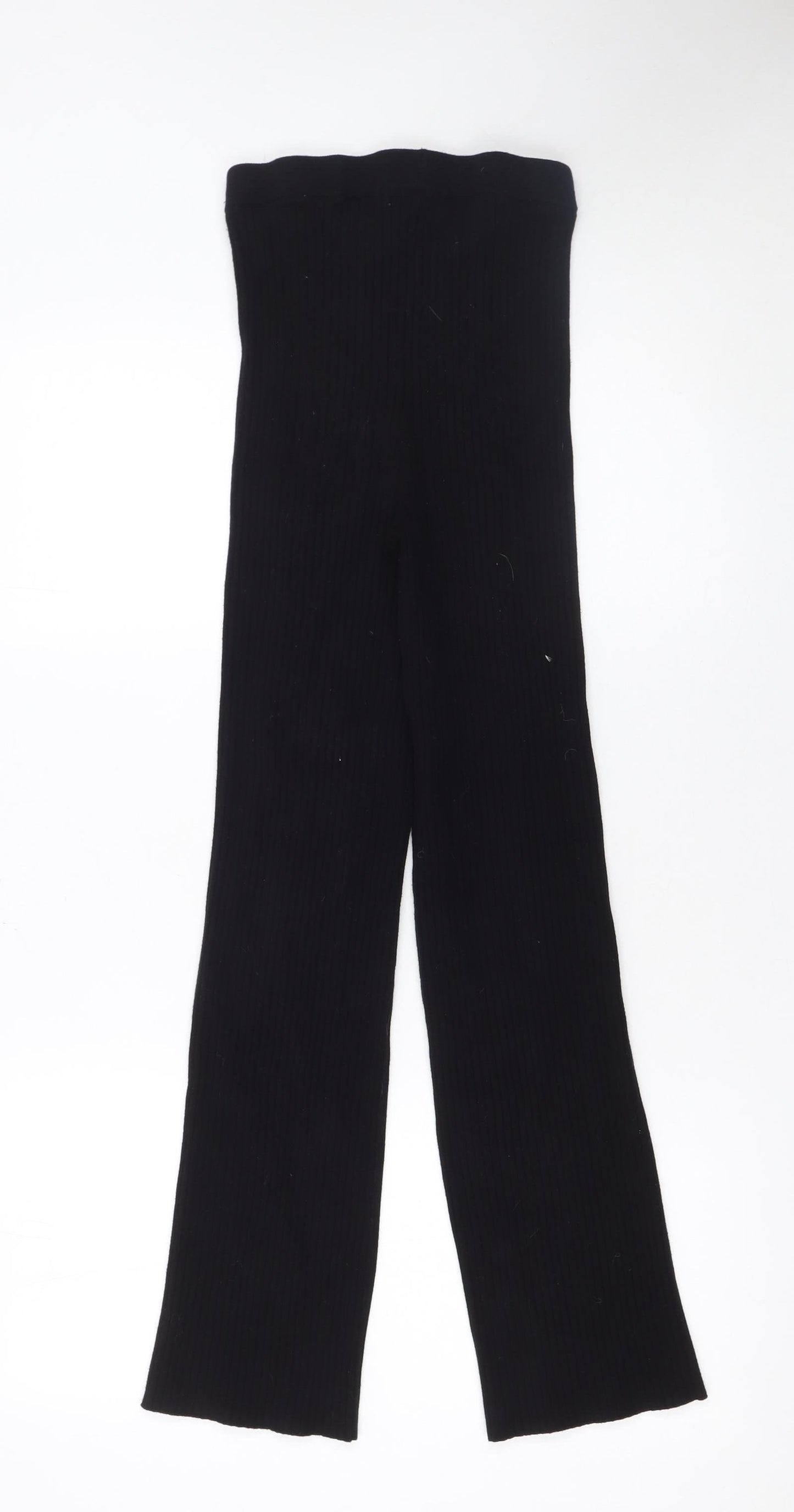 H&M Women’s Black Ribbed Knit High Rise Trousers XS