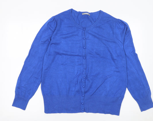 Marks and Spencer Women's Blue Crew Neck Cardigan Size 16