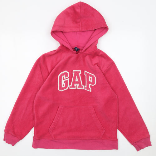 GAP Kids Girls Pink Fleece Pullover Hoodie Size 10 Years Logo Hooded Sweatshirt