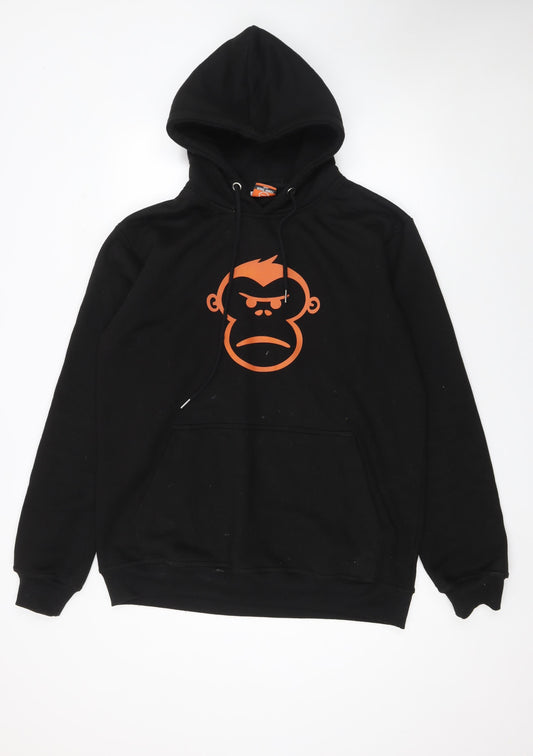 Orange Monkey Men's Black XL Pullover Hoodie with Graphic Logo