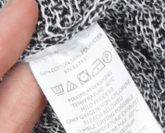 Leo & Nicole Women’s Grey Open-Knit Short Sleeve Pullover Jumper Size S